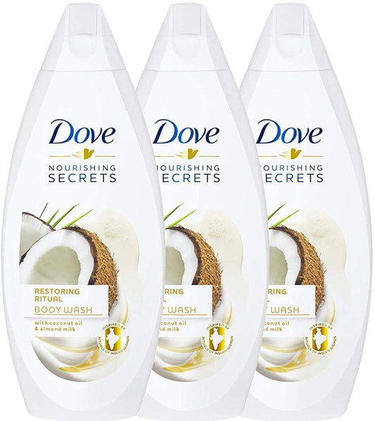(3-Pack) Dove Restoring Ritual Body Wash Coconut Oil Almond Milk Shower Gel 16.9oz