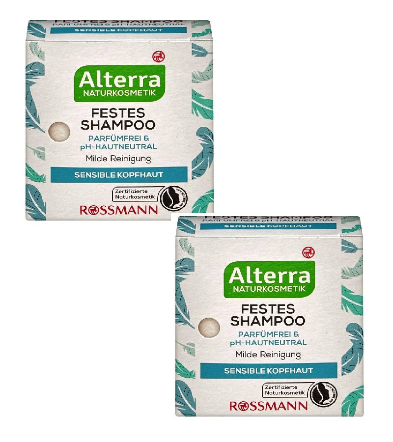 2xPack Alterra Perfume-free & pH-Neutral Solid Shampoo - 120 g