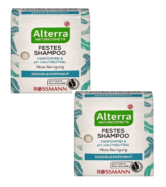 2xPack Alterra Perfume-free & pH-Neutral Solid Shampoo - 120 g